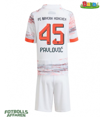 Bayern Munich Aleksandar Pavlovic #45 Bortaställ Barn 2025-26 Kortärmad (+ Korta byxor)
